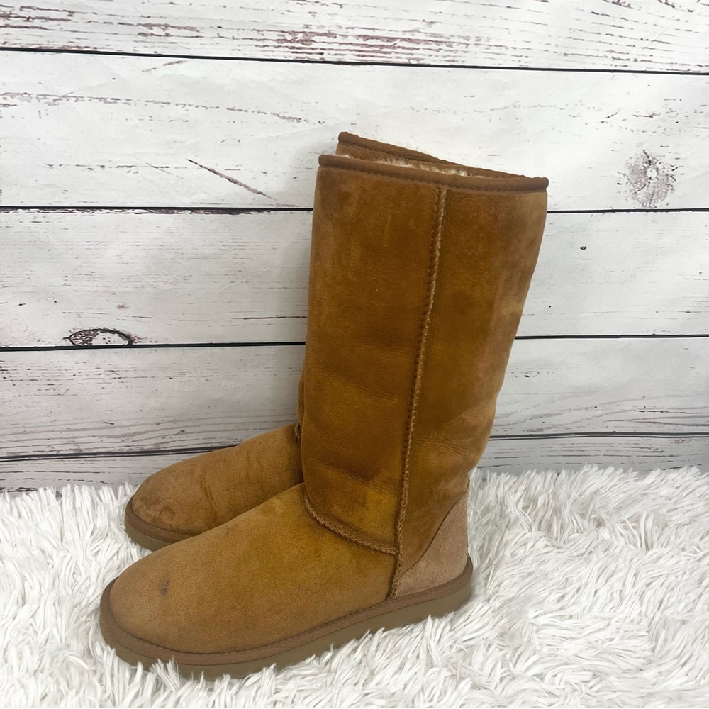 UGG Classic Tall Chestnut Shearling Boots Size 9 - Picture 3 of 16
